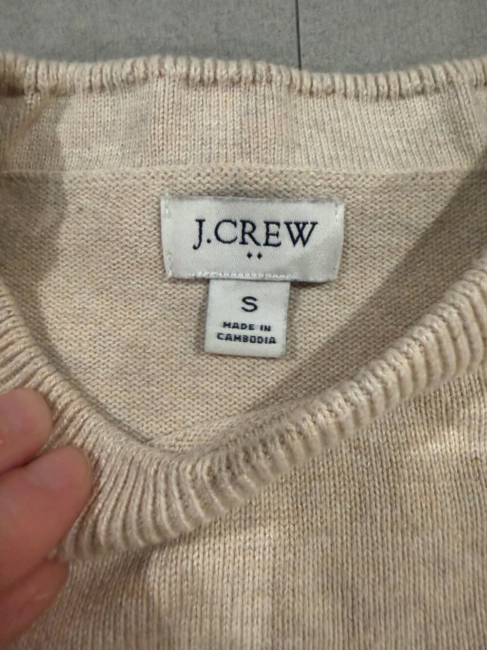 J.Crew Beige Cropped Boxy Sweater Exposed Seams Women's Size S - Picture 2 of 9